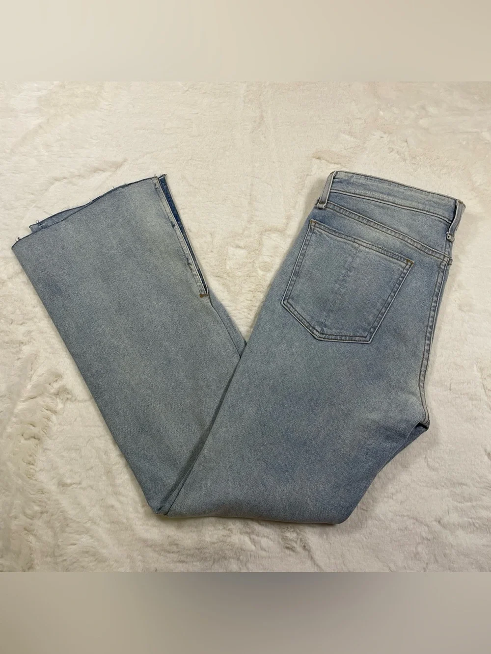 rag & bone Light Blue Flare Jeans with Distressed Knee